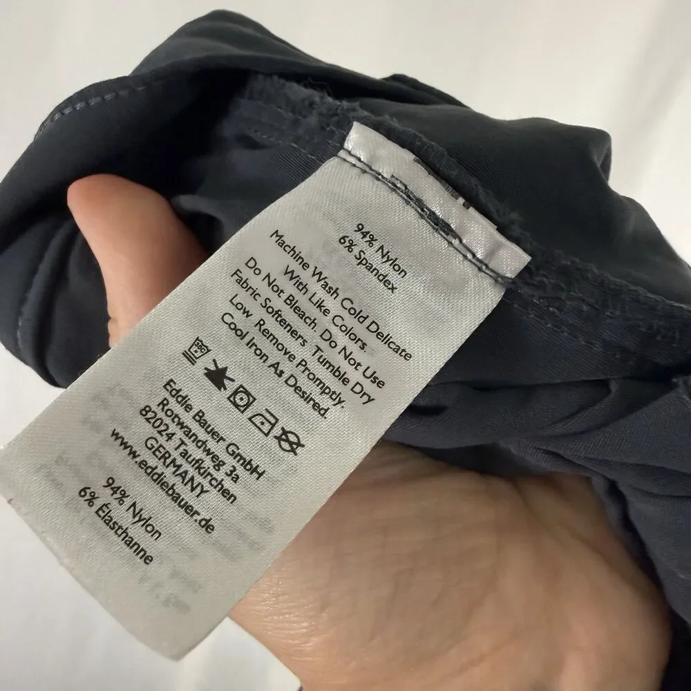 Eddie Bauer Travex Hiking Pants Men's 34x30 Grey Flat Front Chino Slash Pocket